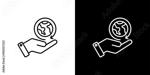 Save Earth Icon Sheet Black And White