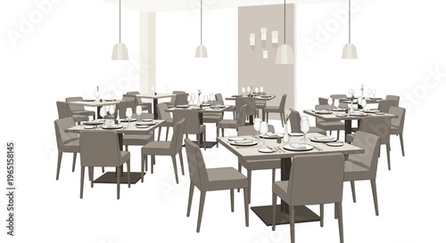 Modern Restaurant Interior Design with Tables and Chairs