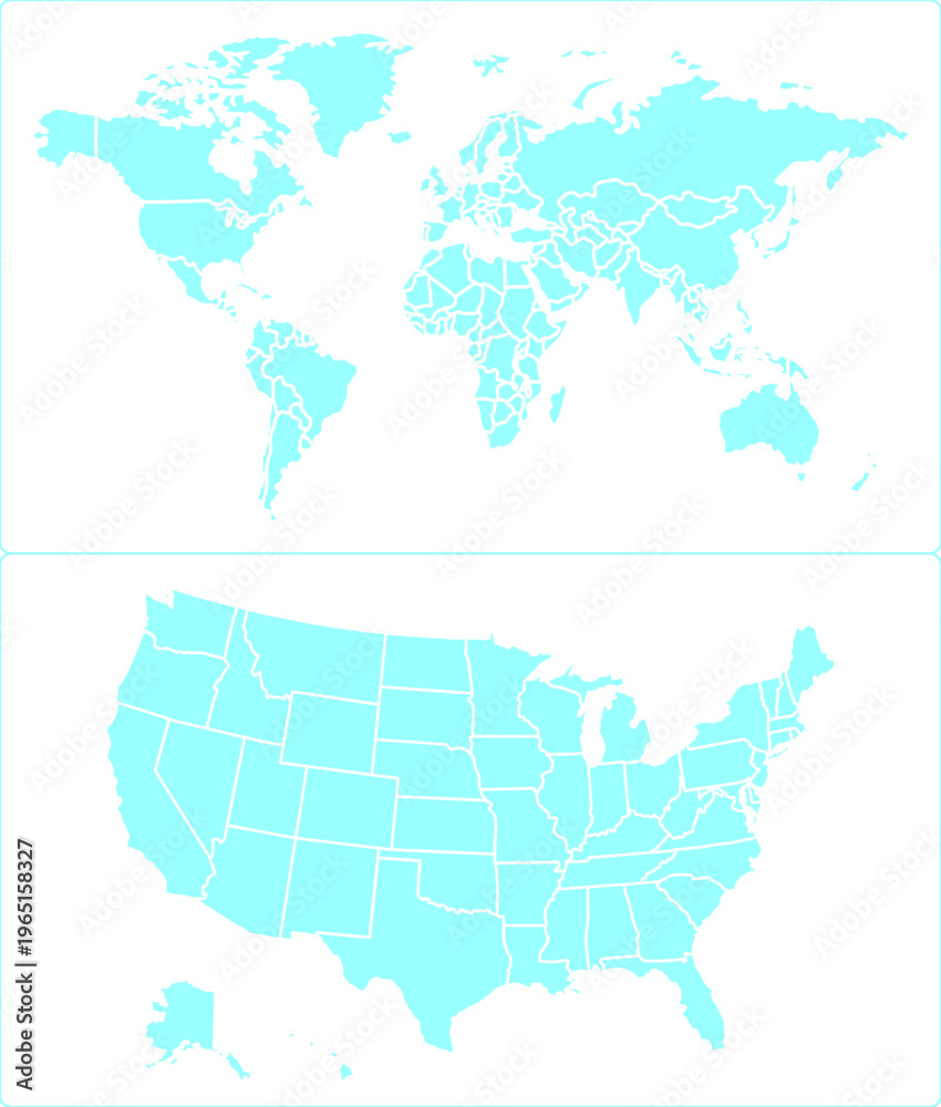 Fototapeta premium Global World Map and USA Map Template