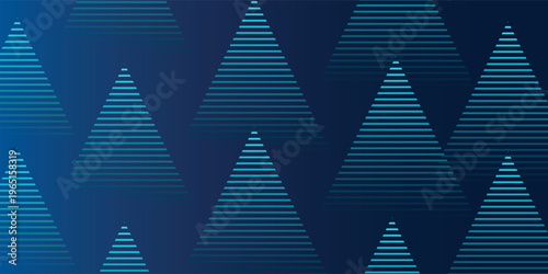 Abstract Blue Triangles with Horizontal Lines.