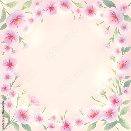floral border frame with delicate flowers