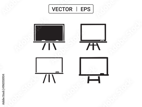 Whiteboard icons vector set easel blackboard writing surface education.