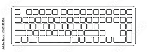 Computer keyboard icon outline style black lines on white background Vector illustration