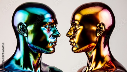 Bust, head with metal shoulders, man or woman