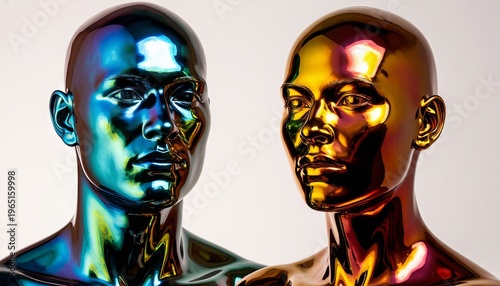 Bust, head with metal shoulders, man or woman