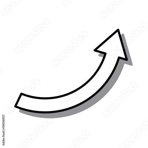 右上に向かって大きく上昇する影付きの白い曲線矢印