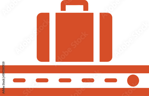 Airport Baggage Claim Icon with Suitcase on Conveyor Belt
