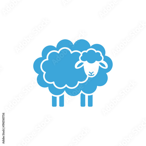Blue sheep silhouette on a white background
