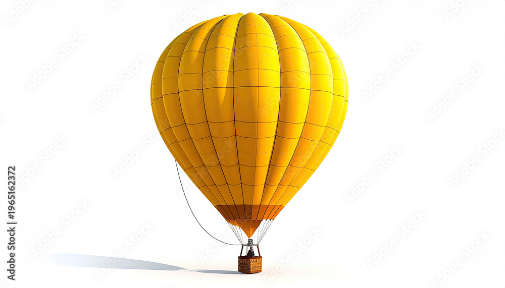 Fototapeta premium Vibrant Yellow Hot Air Balloon on White Background Ready to Fly
