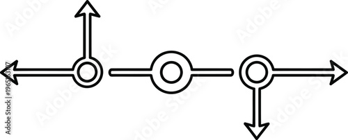 A diagram showing four arrows pointing in different directions