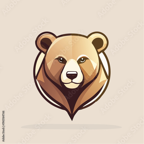 Geometric Bear Head Logo Design - Powerful Wild Animal Emblem Symbolizing Strength and Resilience