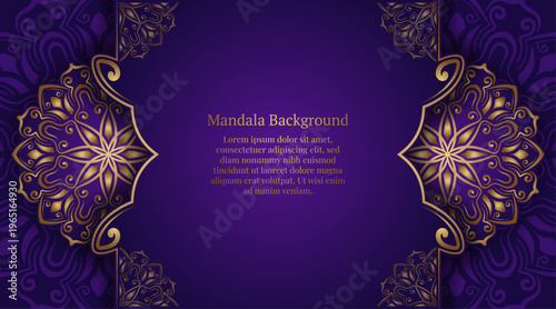 Luxury purple mandala background, round decoration