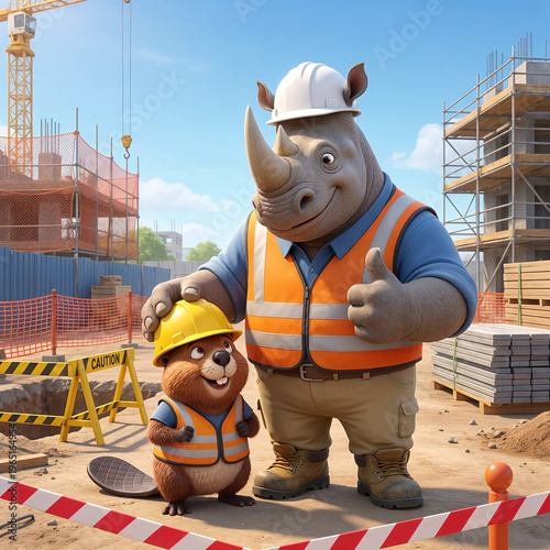 Occupational safety and health at construction sites, conceptual art . Generative AI