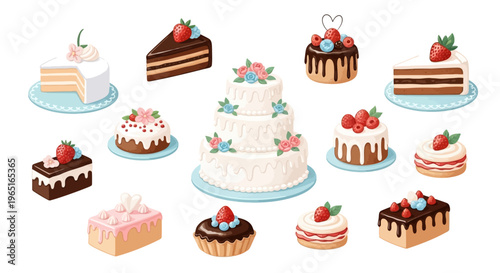 Assorted Delicious Cakes Collection: Wedding, Birthday, and Dessert Variety