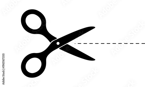 Scissors Cutting Line Icon Isolated Black Silhouette Tool Symbol PNG