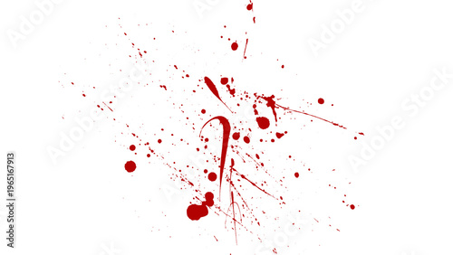 фотографія Abstract red blood splatter with many small drops spread out.