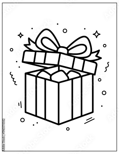 Gift box icon, present box line art, open gift box vector, festive gift box illustration