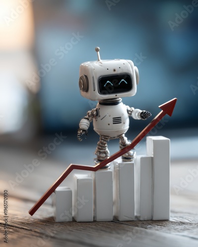 AI robot icon icon on growth arrow chart, modern business environment