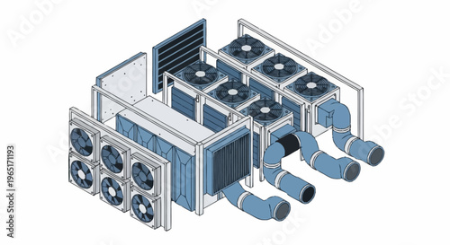 Industrial air conditioning system components.