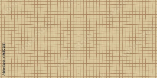 Seamless grid pattern hand drawn crayon texture beige brown square lines repeat background children's drawing style minimal geometric textile wallpaper wrapping paper soft neutral design