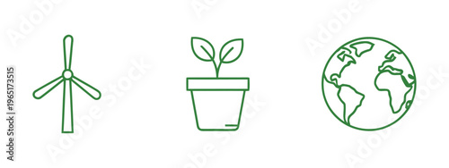 Cfc2022vv sustainable earth with wind energy and green plant growth