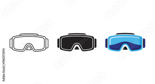 Protective sports ski goggles icon set - Glyph solid icon - Editable modern style icon - Clipart, sticker - icon set - Clipart