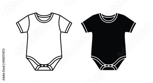Baby bodysuit clothing apparel icon set - Line and glyph solid icon and logo template - Clipart, sticker - icon set