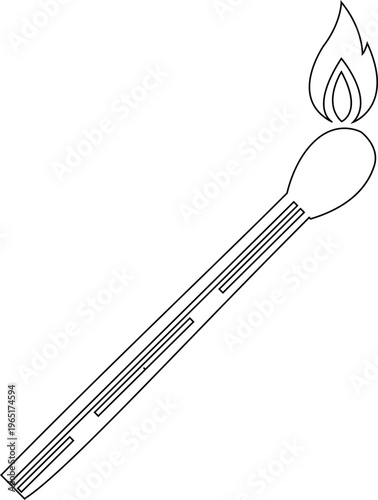 Matchstick icon burning match stick flame symbols and matchbox for ignition, fire starter tool vector silhouettes and outline illustration for safety and camping