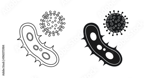 Medical virus and bacteria icons set - Blue icon set - Modern style icon  - Glyph and solid icon set - Icon vector