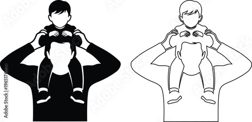 Illustration showing person carrying child in two different carrying styles