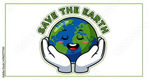 Earth Day Save the Earth Illustration with Hands Holding Globe