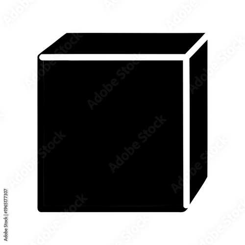 A simple black cube with crisp white outlines against a pure white background Vector, illustration