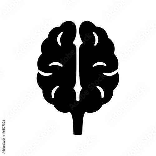 Abstract black human brain icon representing intelligence, thought, and cognitive function Vector, illustration