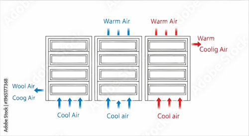 Diagram of air flow through heat exchangers.