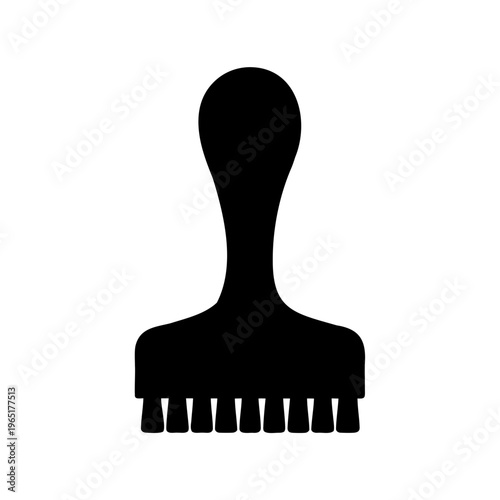 Black silhouette of a professional hair dye applicator brush with a distinct handle and bristles Vector, illustration