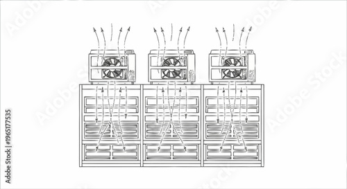 Technical drawing of industrial control panels.
