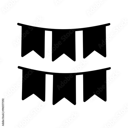 Black party flags silhouette icon for celebration, festival, and event decoration Vector, illustration