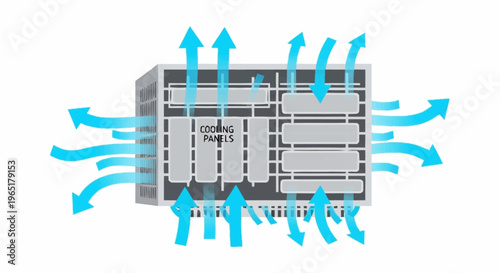 Air flow through a ventilation system.