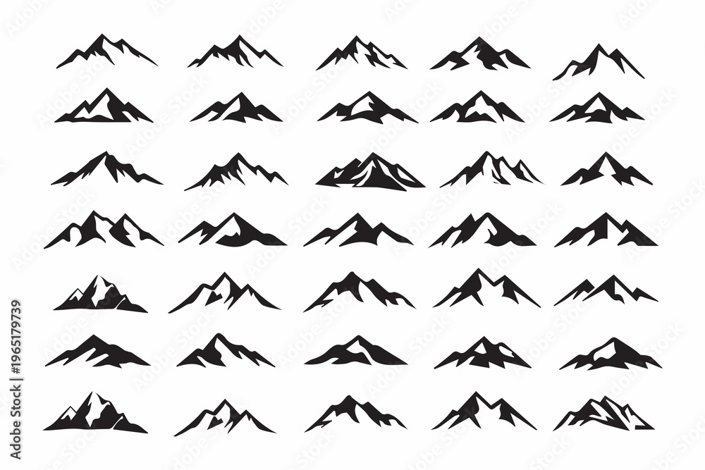 Fototapeta premium Collection of diverse mountain silhouettes