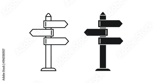 Directional signpost vector icon set - Glyph solid icon - Editable modern style icon - Clipart, sticker - icon set - Clipart