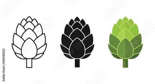 Artichoke vegetable icon set in designs - logo icons vector set. Blue, Black and white icons