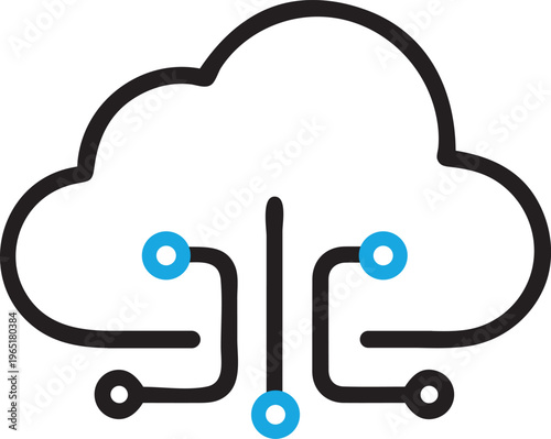 Modern cloud computing symbol data network flat design