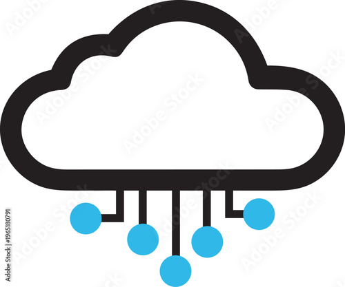 Cloud data network logo minimal tech circuit connection icon