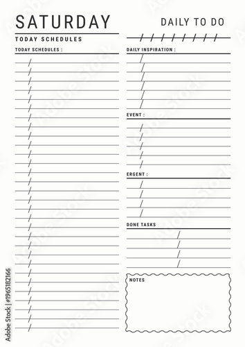 Saturday Daily To Do-Unique Planner Template Pages