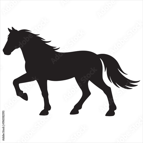 A black silhouette of a horse