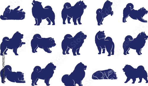 Blue Chow Dog Silhouettes isolated 1