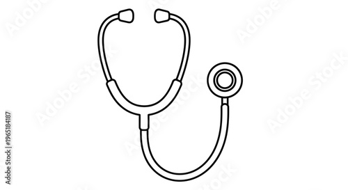 Minimalist line art illustration of a medical stethoscope on a white background