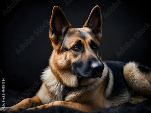 german shepherd dog on black background , german shepherd puppy