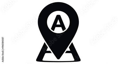 Black location pin icon with the letter a inside a white circle Free Download Black location pin icon with the letter a inside a white circle - GFXLoad