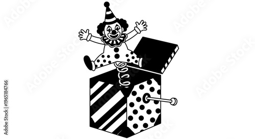 clown jumping out of box